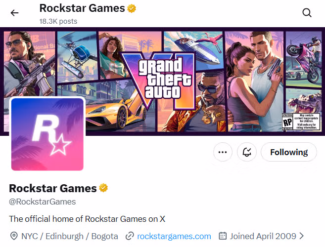 gta 6 rockstar games twitter header artwork